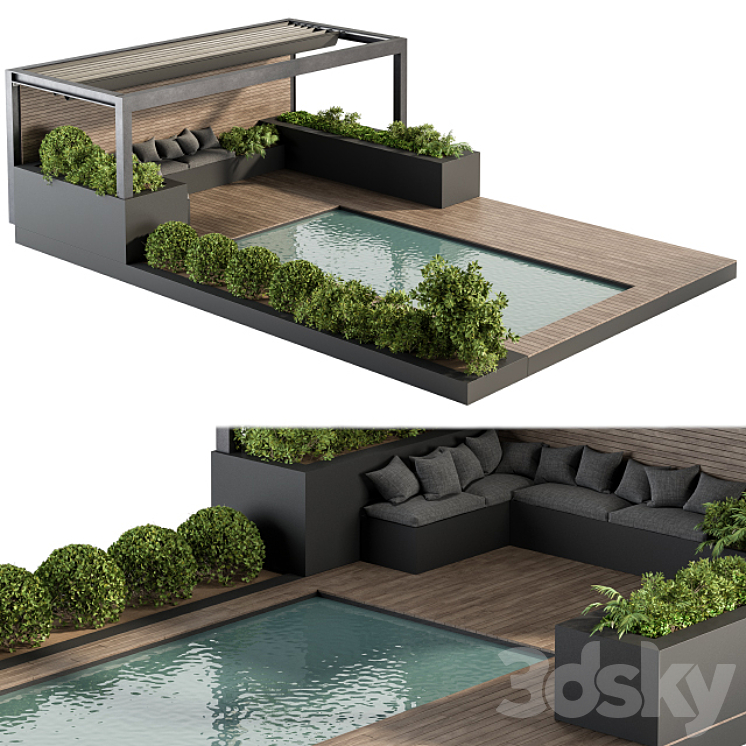 BACKYARD AND LANDSCAPE FURNITURE WITH POOL 03 