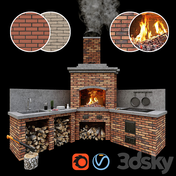 BARBECUE OVEN 2 BRICK BBQ 2 