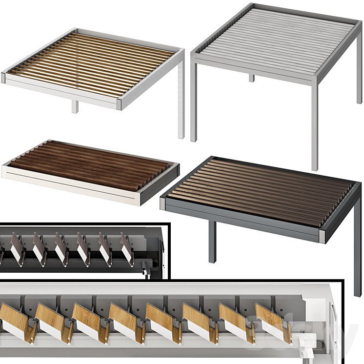 METAL PERGOLA GAZEBO CANOPY WITH ROLLER SHUTTERS 