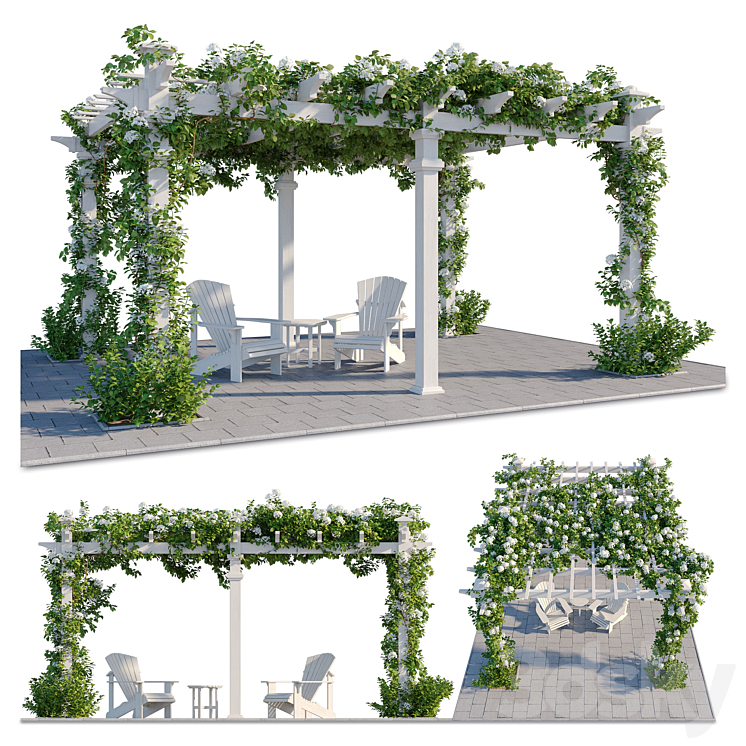 PERGOLA WITH HYDRANGEA 