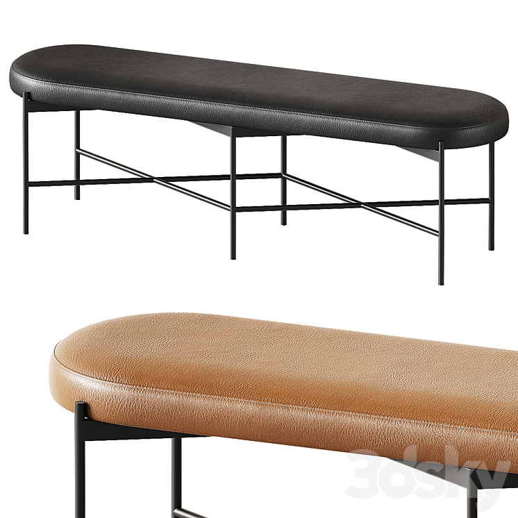 POTTERY BARN MAISON LEATHER BACKLESS BENCH 