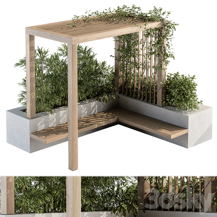 ROOF GARDEN AND LANDSCAPE FURNITURE WITH PERGOLA 04 