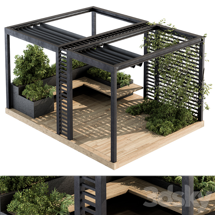 ROOF GARDEN AND LANDSCAPE FURNITURE WITH PERGOLA 05 