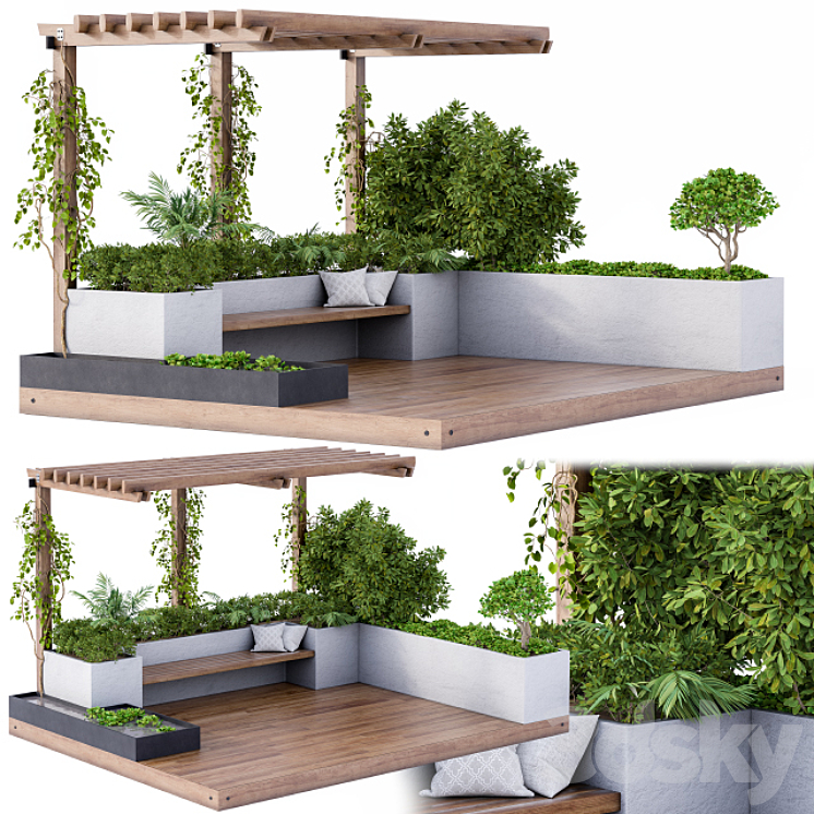 ROOF GARDEN AND LANDSCAPE FURNITURE WITH PERGOLA 