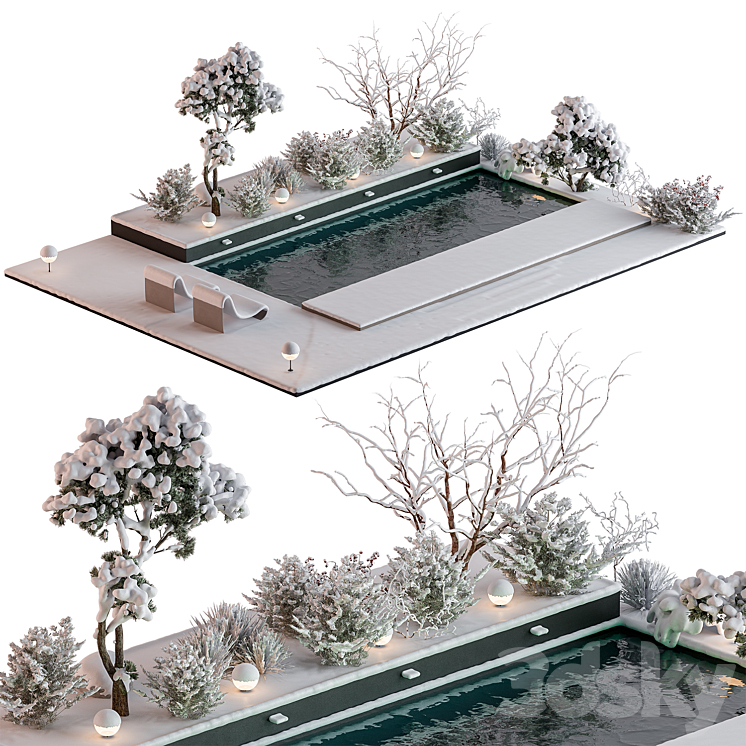 SNOWY SCENE WITH POOL SET 76 