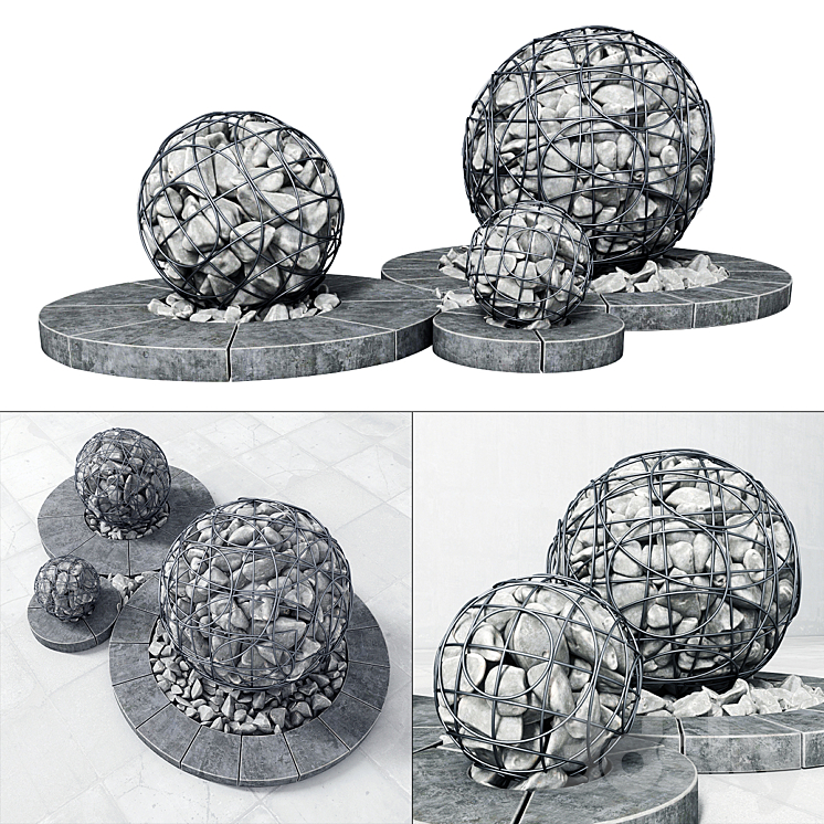 STREET GABION SPHERE DECOR STREET DECOR WITH GABIONS 