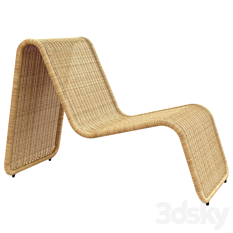 TITO AGNOLI P3 LOUNGE CHAIR IN CANE BONACINA ITALY 