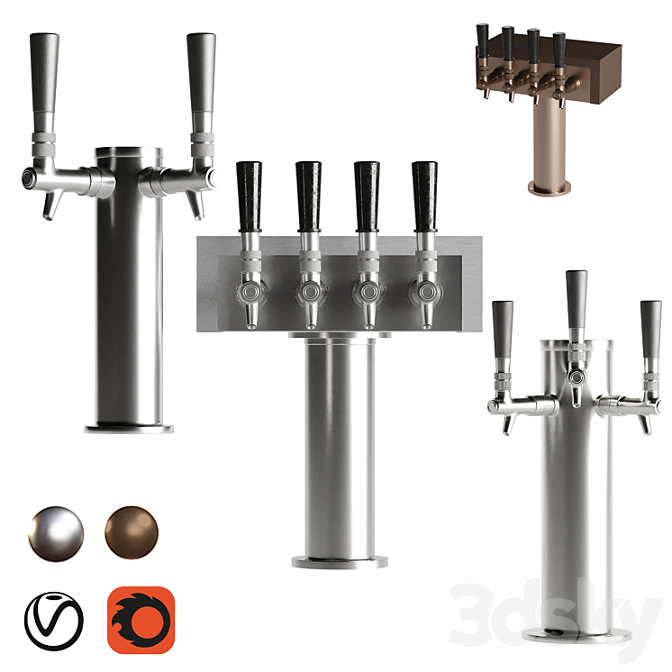 3 FAUCET DRAFT BEER SET 