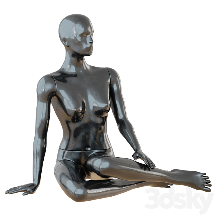 FEMALE BLACK MANNEQUIN SITTING ON THE FLOOR 65 