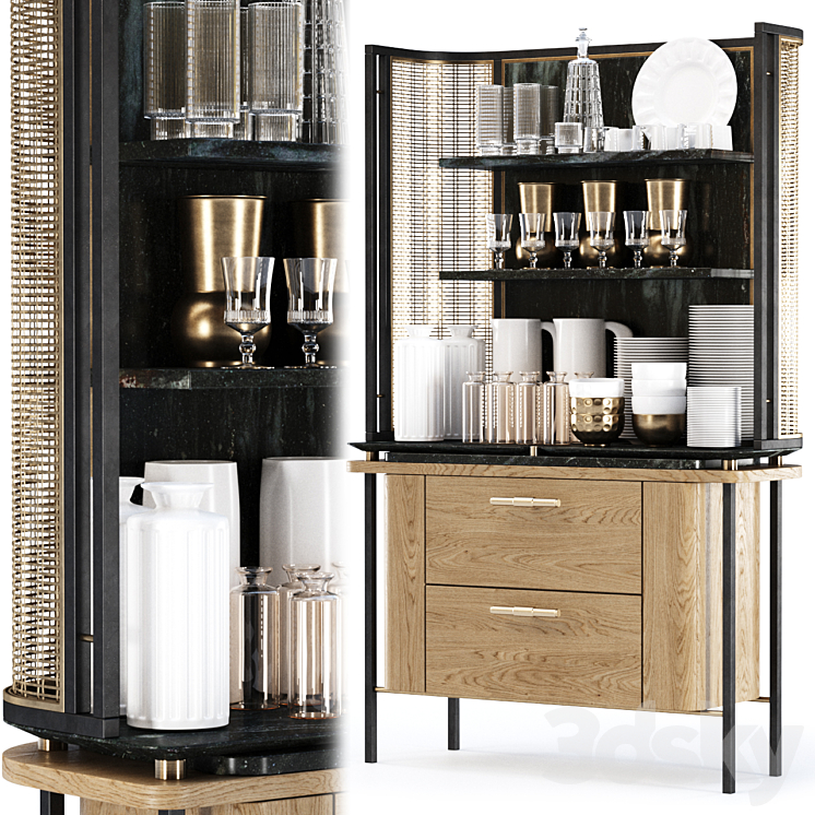 KATTY MODERN SIDEBOARD WITH DISHES BPOINT DESIGN 