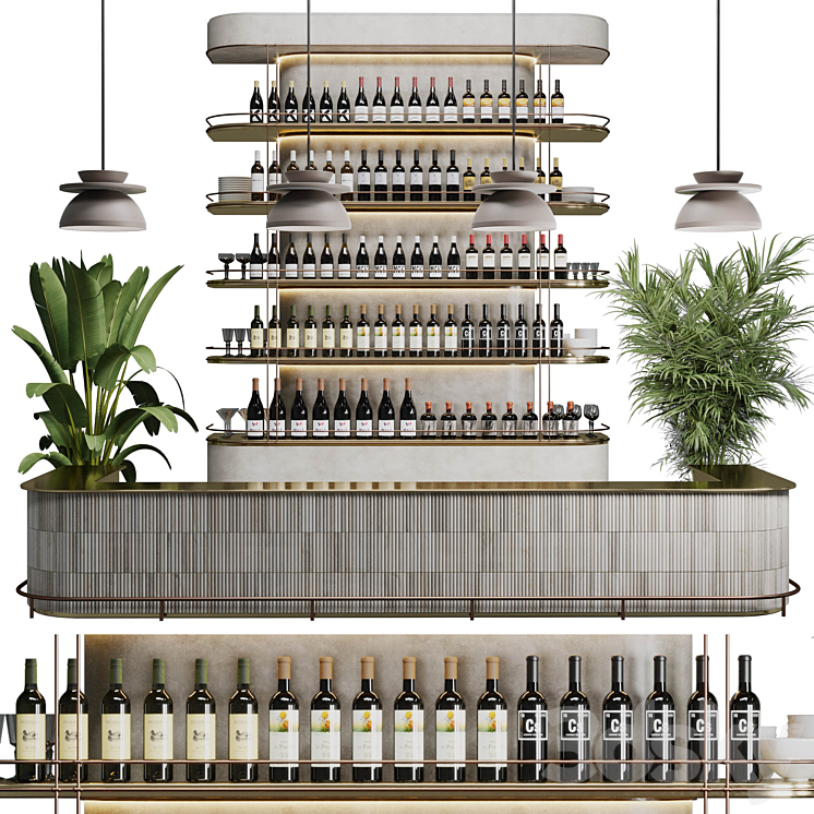 RECEPTION_DESK_FOR_RESTAURANT_AND_CAFFE_WITH_CABINET_WINE_RACK_SET 