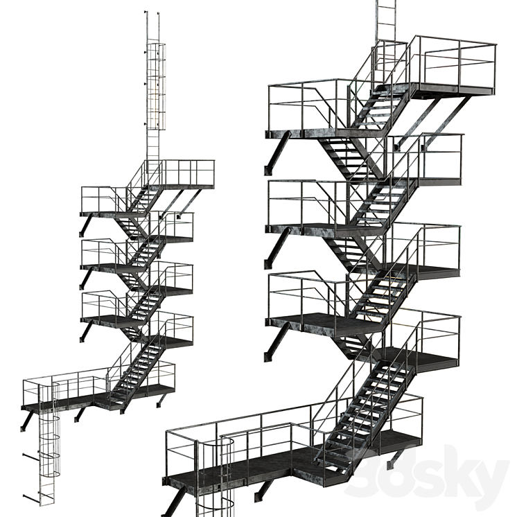 METAL OUTDOOR FIRE ESCAPE STAIRS 