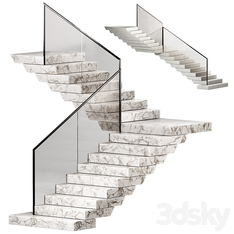 STAIRS_3_STONE_STEPS_METAL_GLASS_RAILINGS_2_COLOR_OPTIONS_MARBLE 