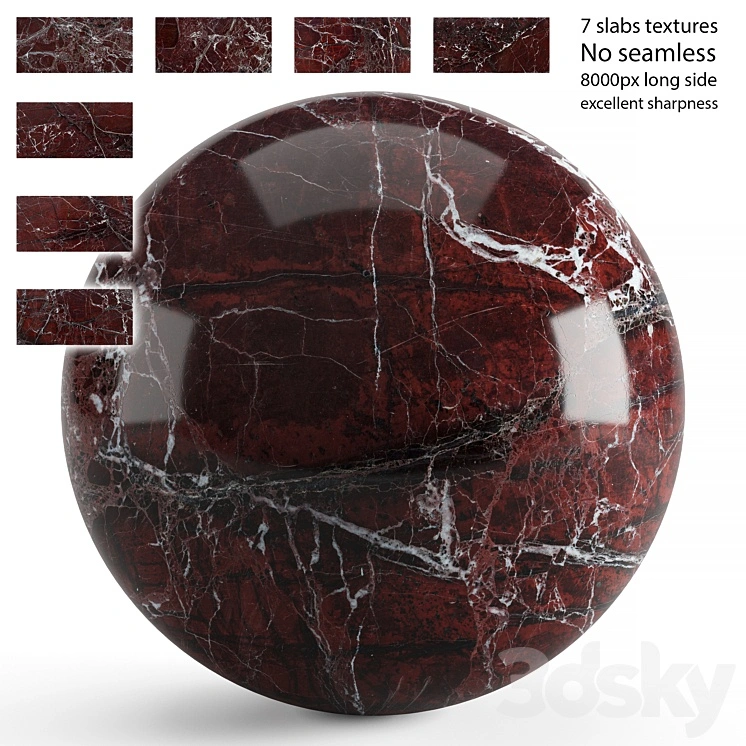 Red marble. 7 textures at 8k 