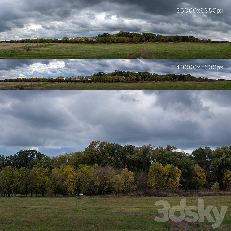 CLOUDY PANORAMA WITH AUTUMN TREES 2 PCS 