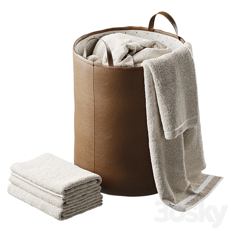 Leather laundry basket 