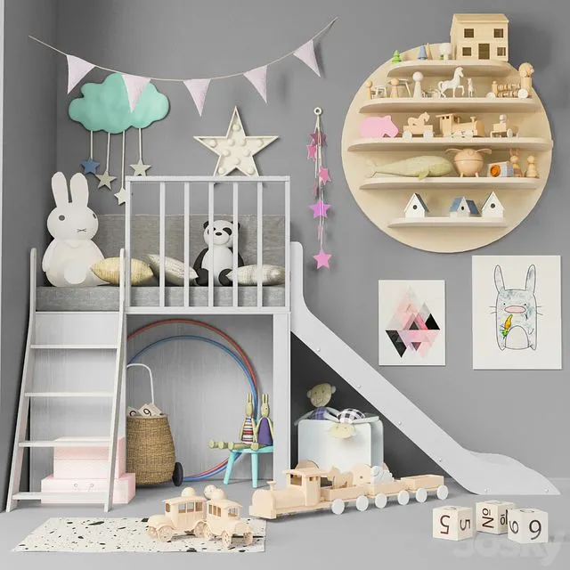 Children’s room with toys and furniture for children 3 