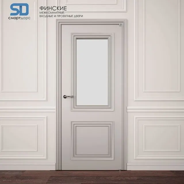 Finnish doors (with glass) with wall decor 