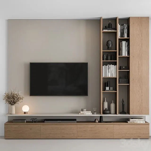 TV Wall White and Wood – Set 69 