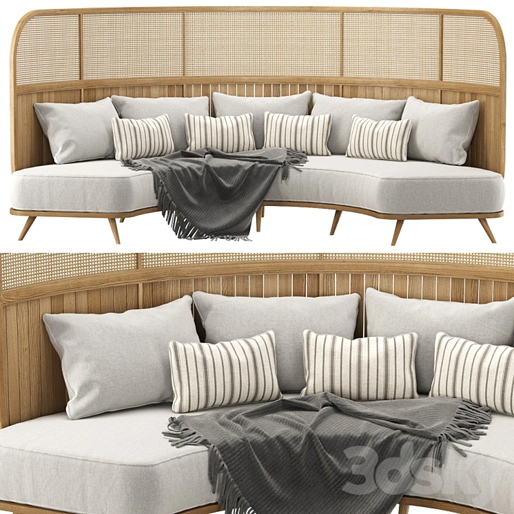 Garden round sofa R157 High back / Semicircular sofa in rattan 
