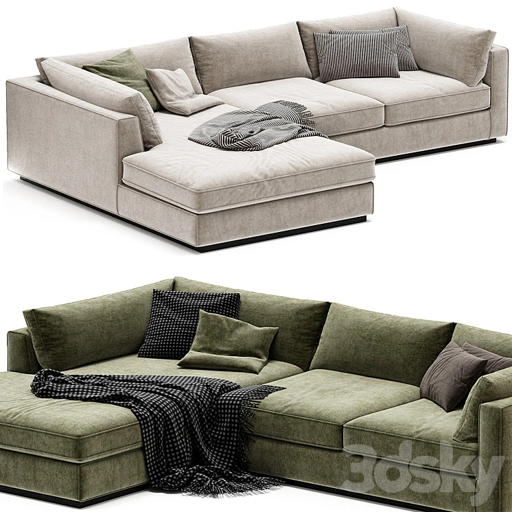 Oceanside Deep 2 Piece Left Arm Bumper Sectional Sofa 