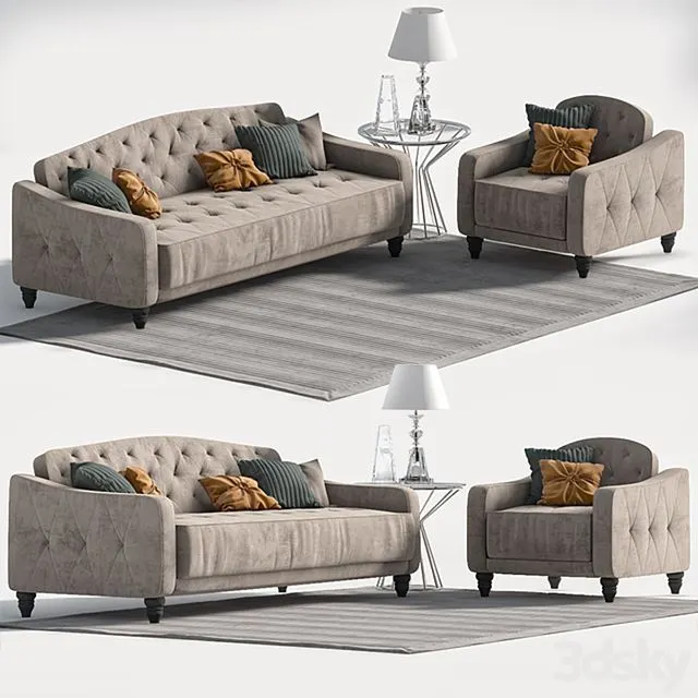 Novogratz Vintage Tufted Sofa Sleeper II 