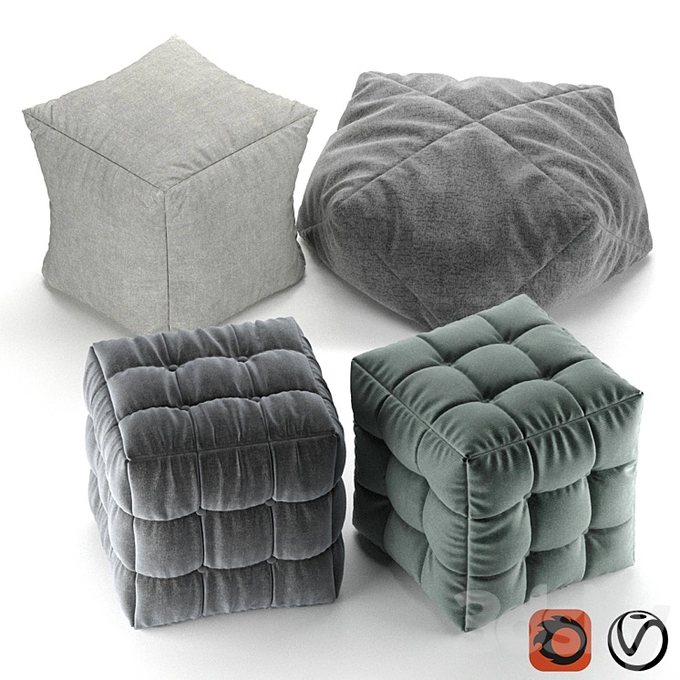 Soft fabric poufs 