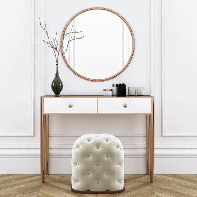 Dressing table with pouf vase branches 