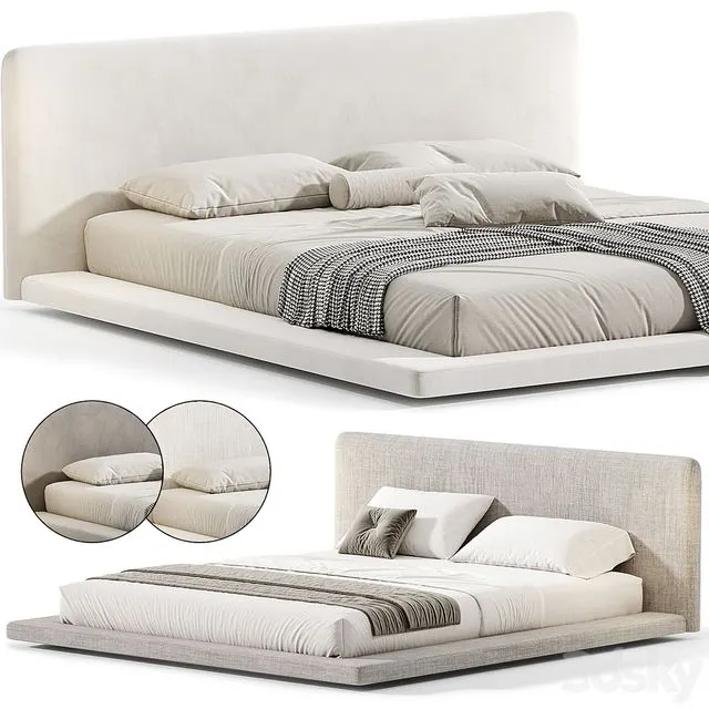Modern White Upholstered Panel Bed By litfad 