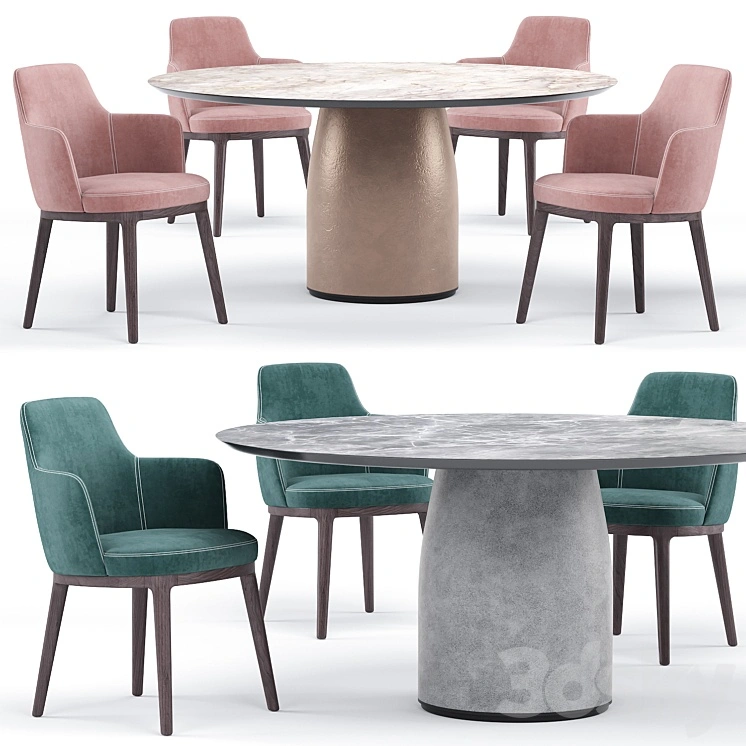 Lucylle dining armchair and bule table - Lema 