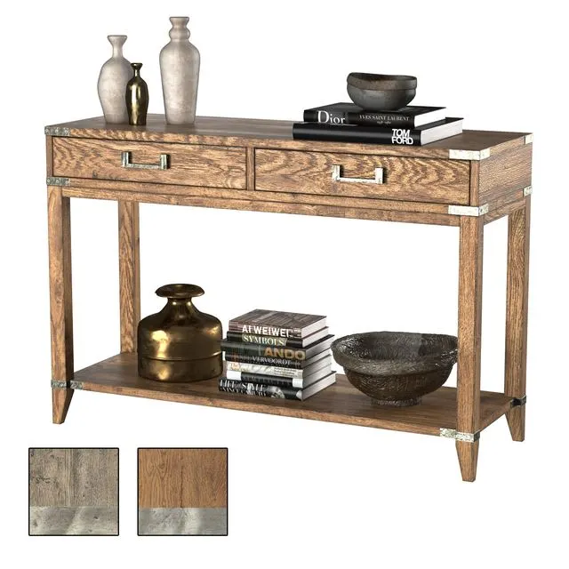 CAYDEN CAMPAIGN 2-DRAWER CONSOLE TABLE 