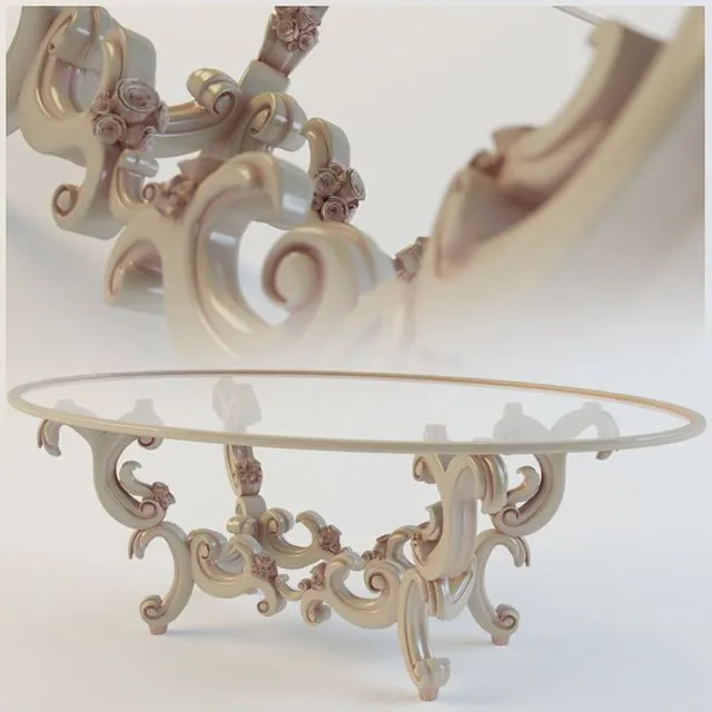 Coffee table wood glass magazine carved classic 
