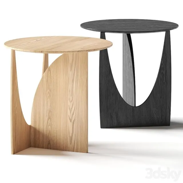 Ethnicraft Oak Geometric Coffee Tables 