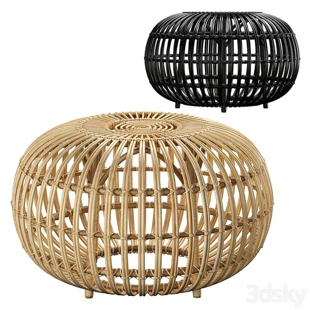 Sika-Design Franco Albini Ottoman, table rattan 
