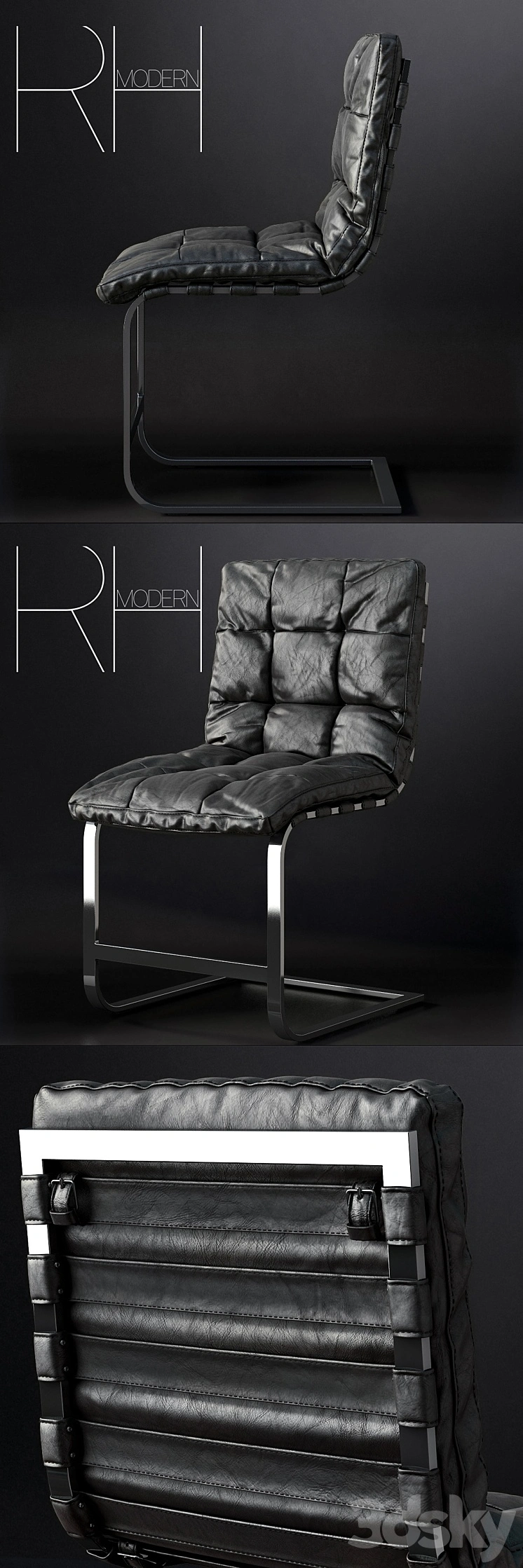 RH / ROSSI LEATHER SIDE CHAIR 