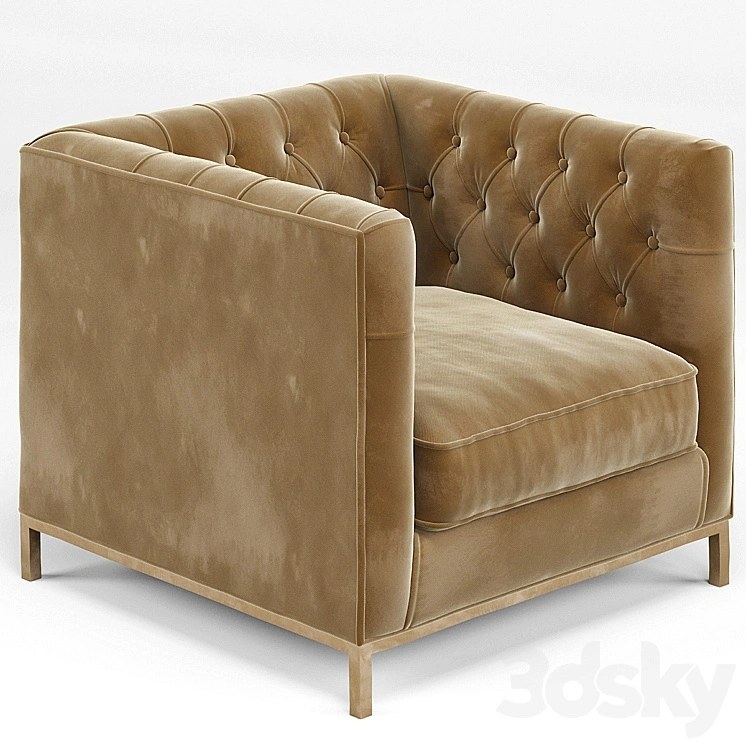 Tarrington Fawn Mohair Tufted Cube Armchair 