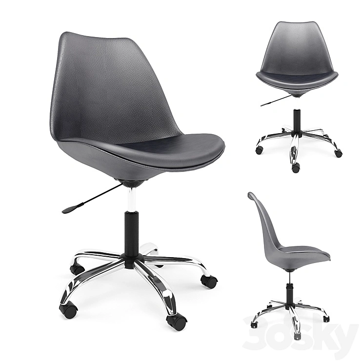 Office chair Black Armless Swivel Office Desk Chair with Cushion Seat 