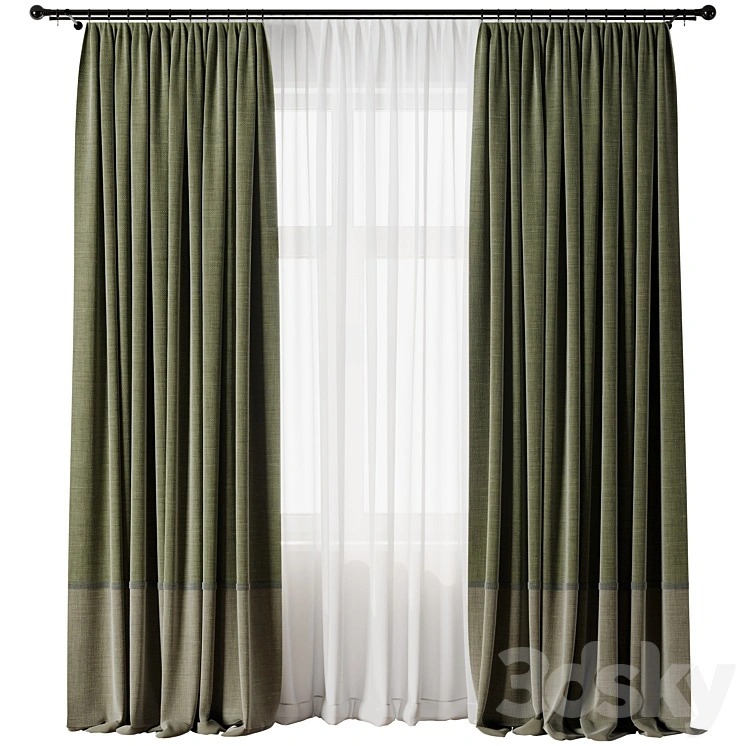 Curtain with rod 19 Green curtain HBH 