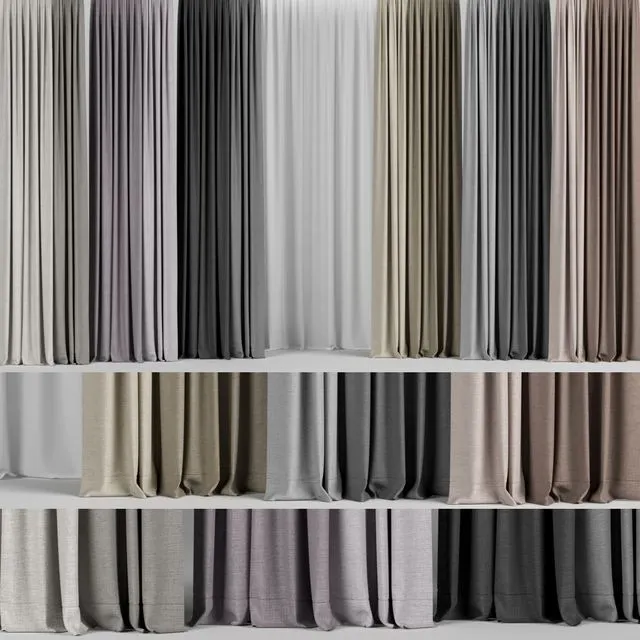 A set of curtains in different colors + tulle 