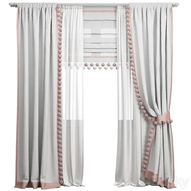 Curtain 76 blinders with pompoms 