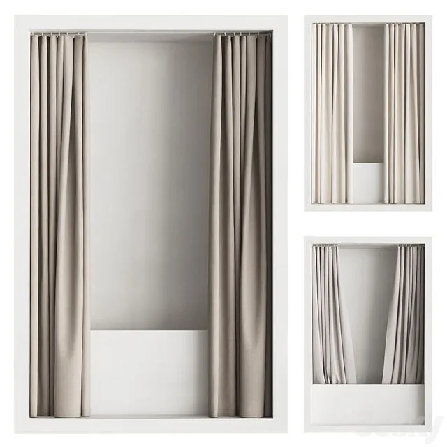 Double shower curtain with hidden ceiling cornice 