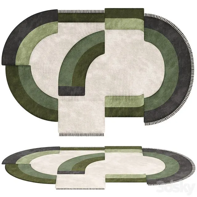 Carpet_Contemporary_Oval_Rug_with_Geometric_Pattern_in_Green_Hues 