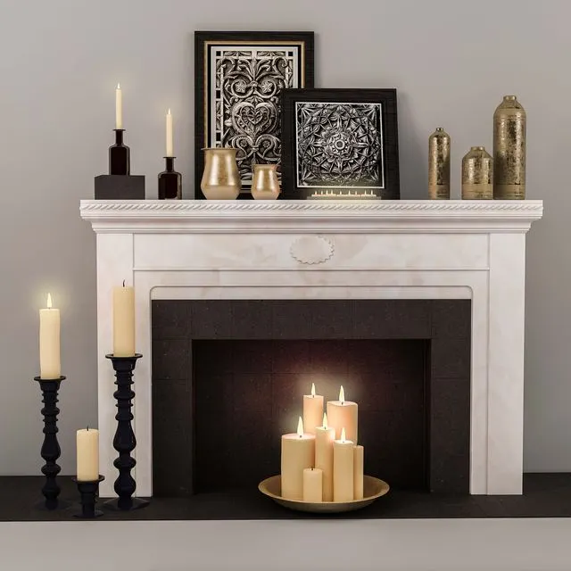 Decorative objects, fireplace 