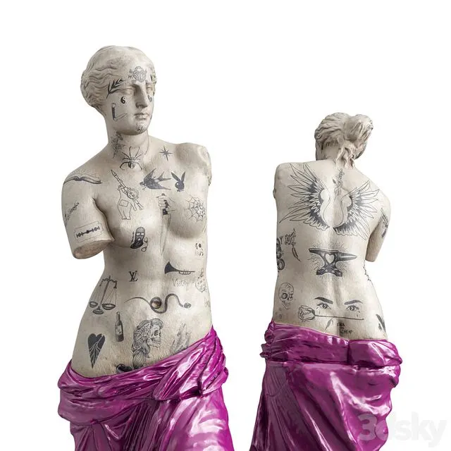 Venus Modern sculpture with tattoo 