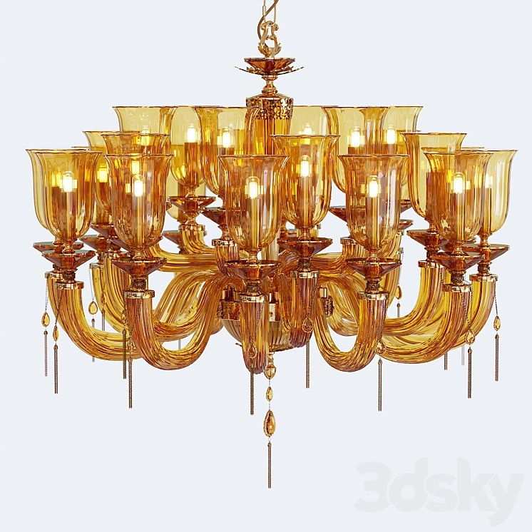 Chandelier Euroluce Julienne Amber L12 + 6 + 6 Glass 