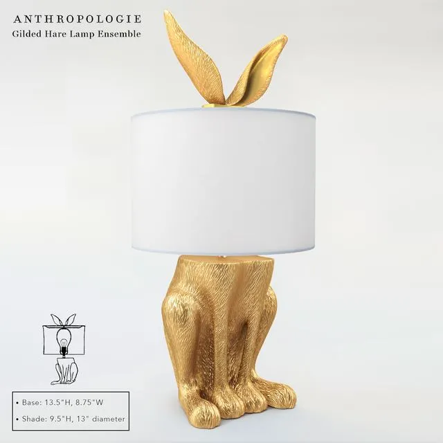 Gilded Hare Lamp Ensemble 