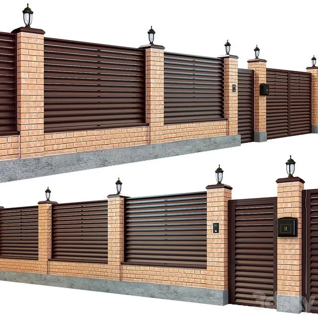 Fence with a gate and a wicket 7 