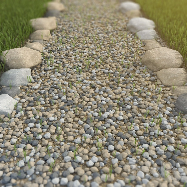Pebbles with blades of grass 