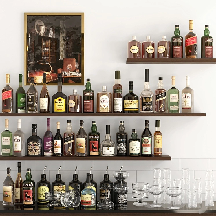 Rack with strong alcohol. Bar 5 