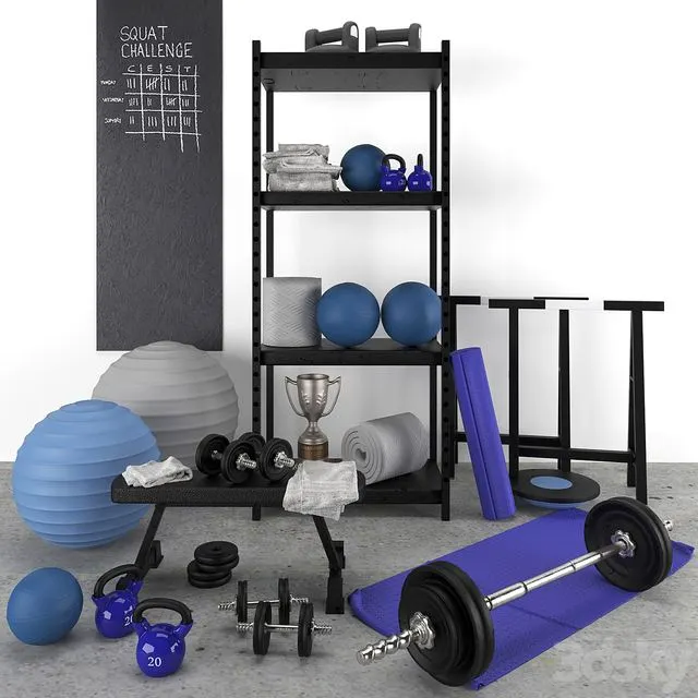 blue and gray sport set - home gym 